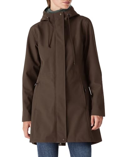 Outdoor Ventures Women's Waterproof Fleece Lined Hooded Softshell Rain Coat - color: Chocolate, size: Small