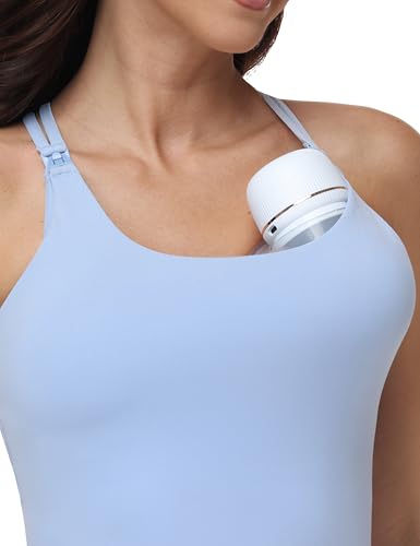 Nursing Tank Tops for Breastfeeding Crop Top - color: Light Blue, size: XX-Large