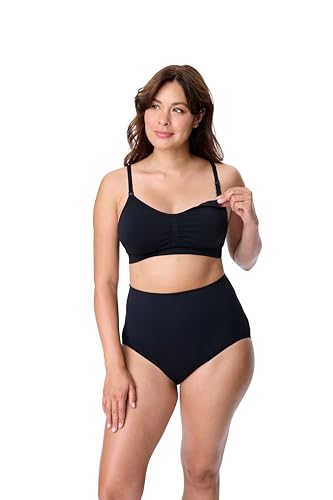 Motherhood Maternity Women's Wireless Clip Down Seamless Nursing Bra for Breastfeeding - color: Black Soot, size: Large