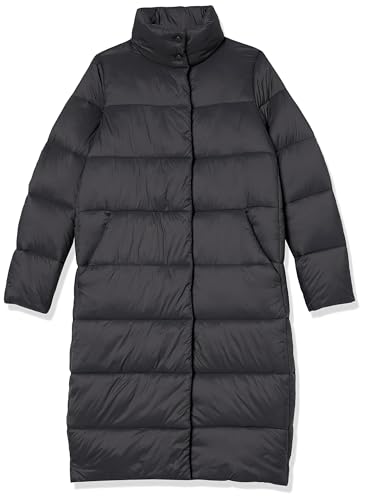 Amazon Essentials Women's Lightweight Full-Zip Water-Resistant Long Cocoon Puffer Winter Coat, Stand Collar, Insulated - color: Charcoal, size: Medium