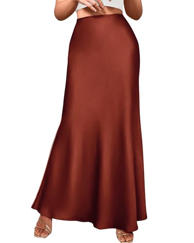 BTFBM Maxi Skirts for Women Business Casual - color: Brown, size: Medium