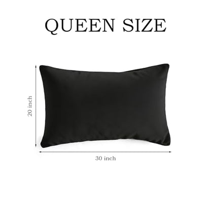Set of 2 Brushed Microfiber Pillowcases 20x30 inch Black - color: Black, size: Queen