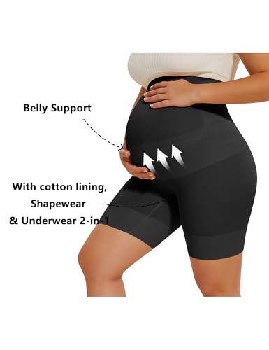 Peauty Seamless Maternity Shapewear Over Bump Pregnancy Shorts - color: Black, size: X-Large