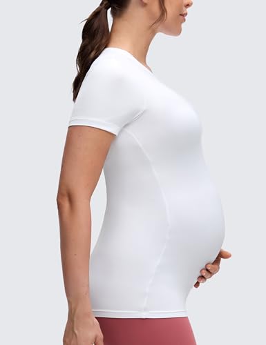 CRZ YOGA Maternity Crewneck T-Shirt - color: White, size: Small