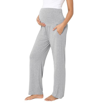 Viscose from Bamboo Maternity Wide Leg Lounge Pajama Pants - color: Grey, size: X-Large