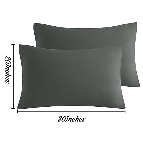 NTBAY Queen Microfiber Pillowcases, Set of 2, Dark Grey - color: Dark Grey, size: Queen (20"x30")
