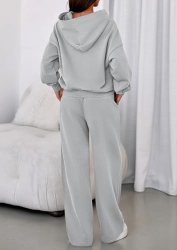 PRETTYGARDEN 2 Piece Lounge Sets for Women Matching Sweatsuits - color: Grey, size: Large