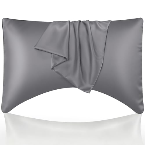 Cooling Curved King Pillow Case for Sider Sleeper Breathable Cool Silky Soft Pillow Cover with Zipper for Hot Sleepers,Hair and Skin Friendly,Dark Grey,1 Pack,20x36IN - color: Dark Grey, size: 1 Pack King(20x36)-Curved