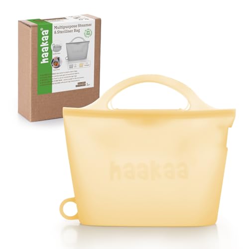 Haakaa On-The-Go Silicone Microwave Steam Sterilizer Bags for Travel, 40oz/1250ml Reusable Silicone Steaming Bags for Baby Bottles, Breast Pump, Accessories, Pacifiers, Teethers, Pineapple/1PC - color: Pineapple 1PC, size: 1250ML
