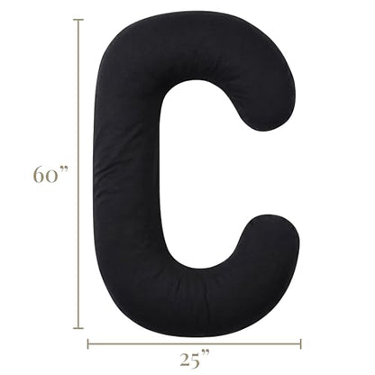 Betty Dain Stretch Jersey Maternity Pillowcase, C-Shape, 60" x 25", Black - color: Black