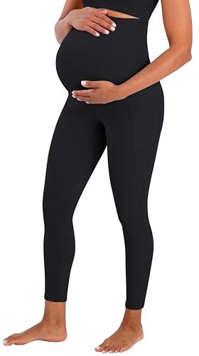 Sunvalix Maternity Leggings for Women, Over Belly Yoga Pants with Pockets - size: X-Large