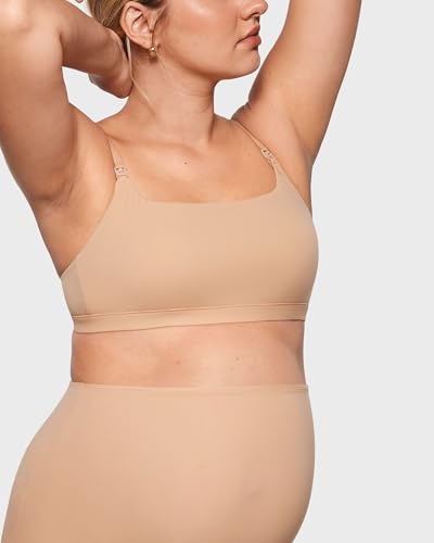 INLYRIC Women's Inbarely Soft Nursing Bras Unlined Bralettes Maternity Bra for Breastfeeding Unpadded Comfy Sleep Seamless - color: Warm Beige, size: Medium
