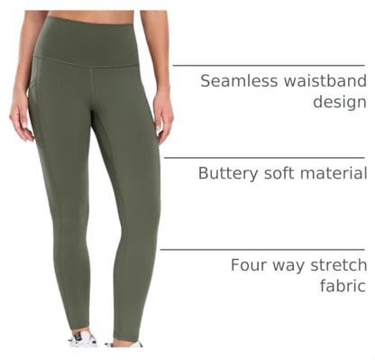 Colorfulkoala Essential 7/8 Leggings with Pockets - color: Army Green, size: Large