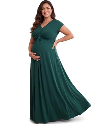KOH KOH Womens Long Flowy Cap Sleeve Empire Waist Cocktail Maxi Dress Gown - color: Emerald Green, size: Large