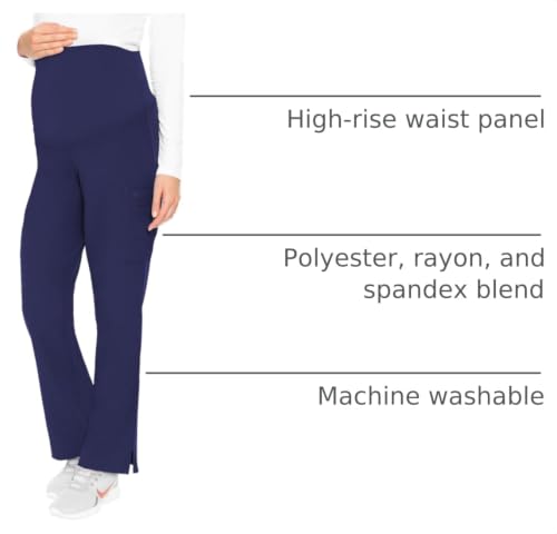 Med Couture Touch Maternity Scrub Pant Straight Leg with 3 Pockets - color: Navy, size: X-Small