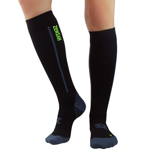 Zensah Featherweight Compression Socks for Women & Men - color: Black, size: Medium