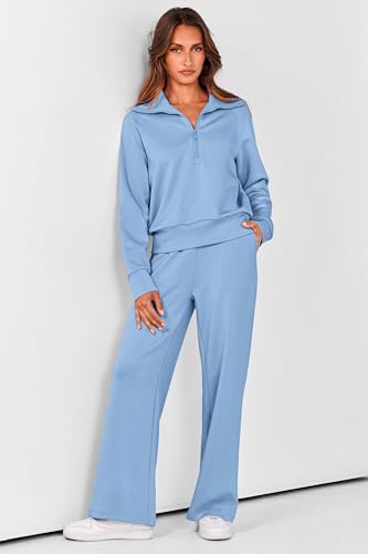PRETTYGARDEN Women's 2 Piece Matching Lounge Set Sweatsuits - color: Blue, size: X-Small