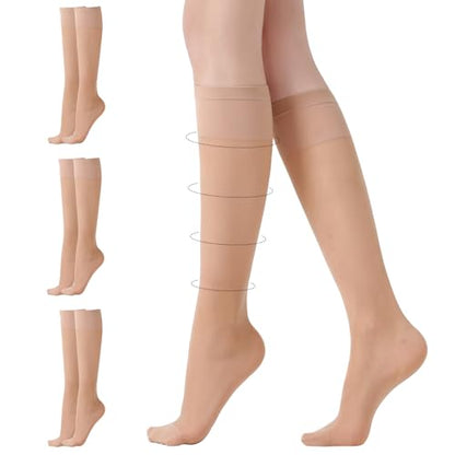 Compression Stockings for Women, 40D Knee High Compression Socks - color: Natural Nude, size: Small