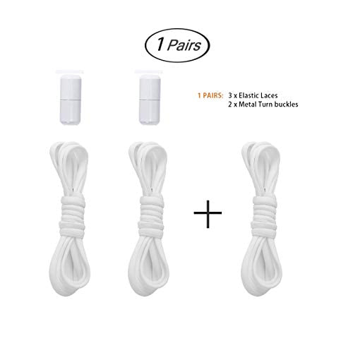 Elastic No Tie Shoe Laces For Adults,Kids,Elderly,One Size Fits All - color: White