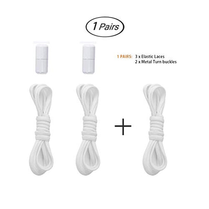 Elastic No Tie Shoe Laces For Adults,Kids,Elderly,One Size Fits All - color: White