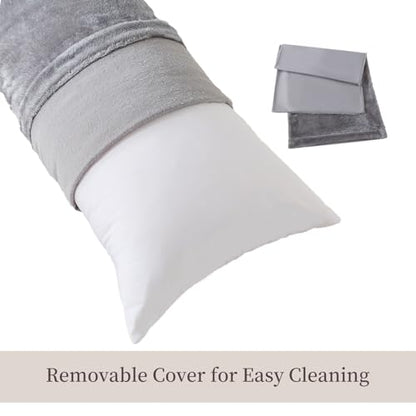 WhatsBedding Memory Foam Body Pillow with Cover, Long Bed Pillow for Adults - color: White Pillow+ Sherpa Grey Pillowcase