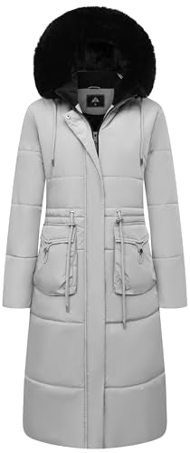 MOERDENG Women's Long Winter Puffer Coat Waterproof Warm Maxi Down Jacket - color: Light Grey, size: 3X-Large