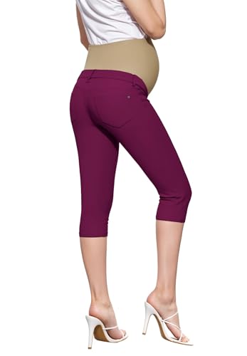 Hybrid & Company Women's Maternity Capri Pants - color: Capri-maroon, size: Large