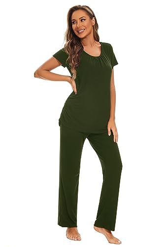 Smallshow Women's Maternity Nursing Pajamas - color: Army Green, size: Small
