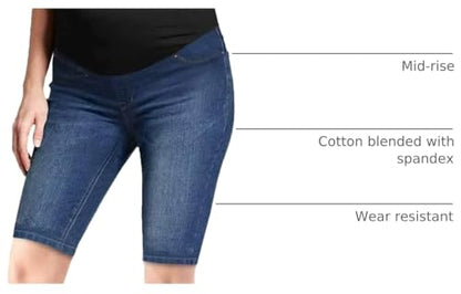 Hybrid & Company Women's Comfy Maternity Shorts - color: Bermuda-bm5834a-medium Was, size: Small