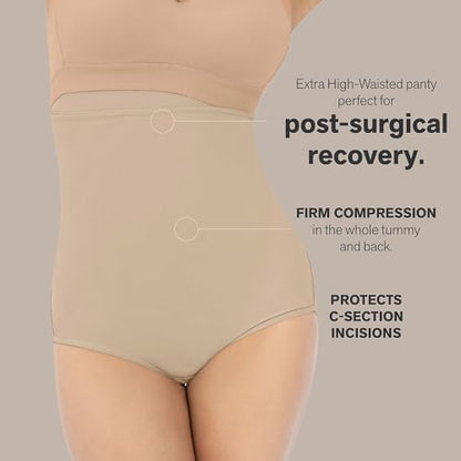 Leonisa BellyFlex Total High-Waist Post-Surgical Compression Underwear, Adjustable Belly Wrap, Tummy Control Shapewear Girdle - color: Beige, size: Medium