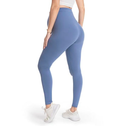 Over‑Belly Maternity Leggings, Soft Stretch Yoga Pants - color: 2 Packs-black/Blue, size: Medium