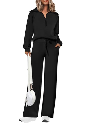 PRETTYGARDEN Women's 2 Piece Matching Lounge Set Sweatsuits - color: Black, size: X-Large