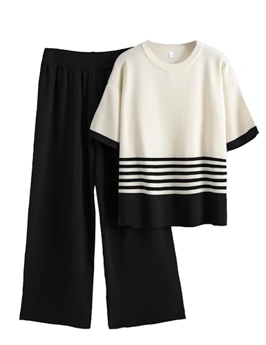Women's Knit Lounge Sets 2 Piece Pants Sweatsuit - color: Black, size: Medium