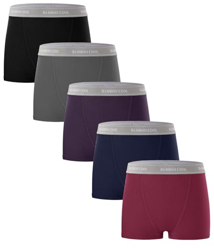 BAMBOO COOL Womens Boy Shorts Underwear High Waisted Boxer Briefs 5 Pack - color: Multicoloured D-(5-pack), size: XX-Large