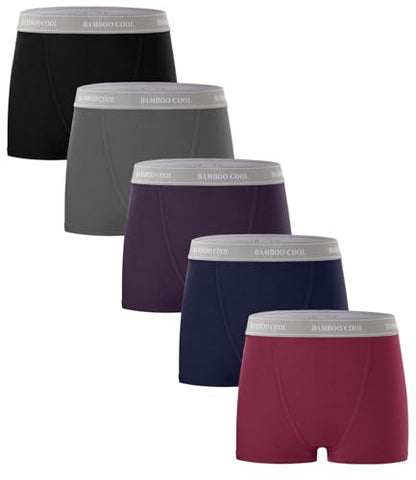 BAMBOO COOL Womens Boy Shorts Underwear High Waisted Boxer Briefs 5 Pack - color: Multicoloured D-(5-pack), size: XX-Large