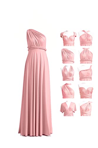 72styles Maxi Infinity Dress for Bridesmaids, Convertible Multi-Way Wrap - color: Dusty Rose, size: One Size Plus