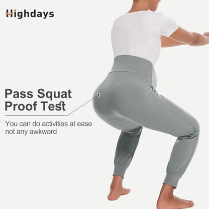 HIGHDAYS Maternity Pants with Pockets, Over Belly Thick Pregnancy Leggings - color: Light Gray, size: Large