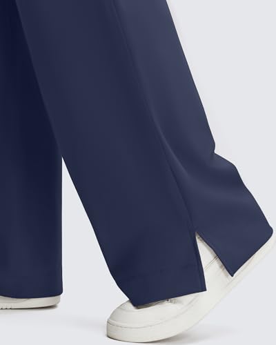 G4Free ShiftReady Maternity Dress Pants Wide Leg Pregnancy Work Tousers - color: Dark Navy, size: Medium