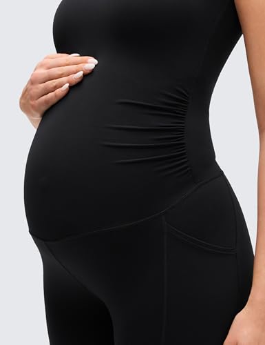 CRZ YOGA Maternity U Neck Romper Pockets - color: Black, size: Small
