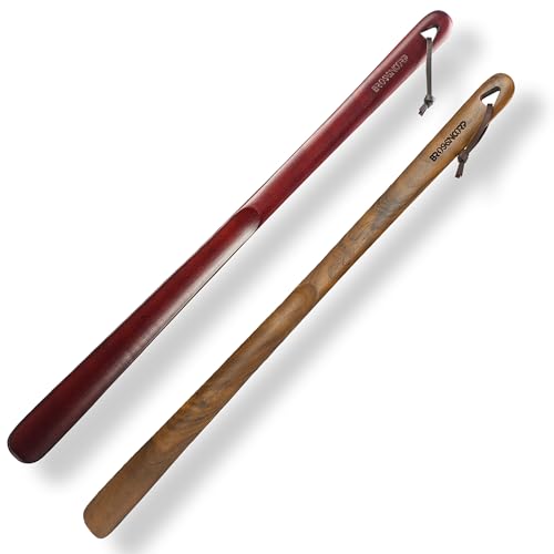 Brosisincorp Wooden Shoe Horn Long Handle 23.6" for Seniors Helper - color: Black Walnut 1 Pack & Red Beech 1 Pack