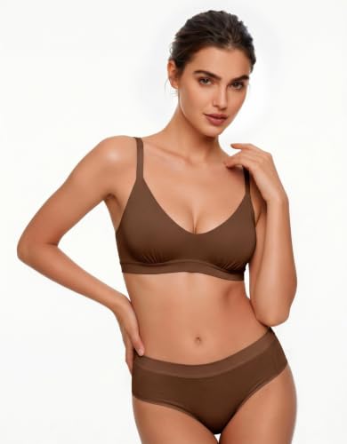 Women's Bralette Soft No Padding Comfort Sleep Bras - color: Brown, size: XX-Large