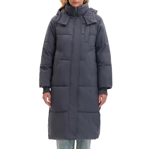 PUFFIT Long Puffer Jacket for Women,2025 Thickened Winter Coat Hooded with Deep Pockets, Ladies Warm Winter Jacket - color: Elegant Charcoal, size: Medium