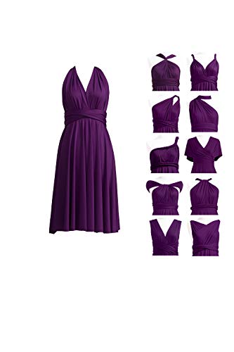 72styles Multi-Way Wrap Short Infinity Dress for Bridesmaids - color: Dark Purple