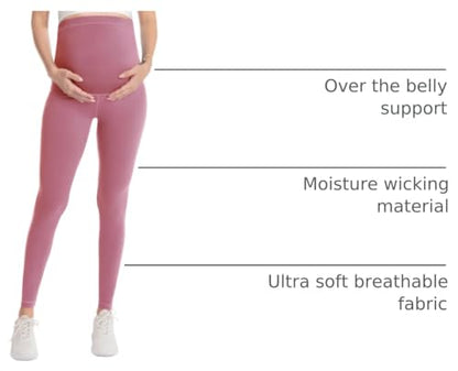 Over‑Belly Maternity Leggings, Soft Stretch Yoga Pants - color: 4 Packs-black/Dark Grey/Blue/Dark Pink, size: Small