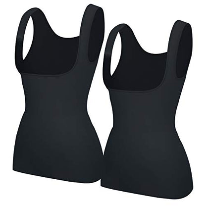 EUYZOU Women's Underbust Shapewear Tank Tops - Seamless Tummy Control Compression Camisole Tops Slimming Tank - color: Black 2pk, size: Small