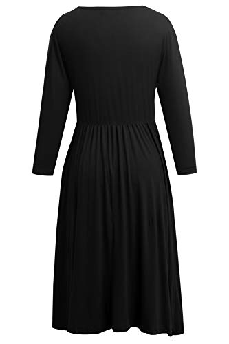 Smallshow Women's 3/4 Sleeve Maternity Nursing Dress for Breastfeeding - color: Black, size: Small