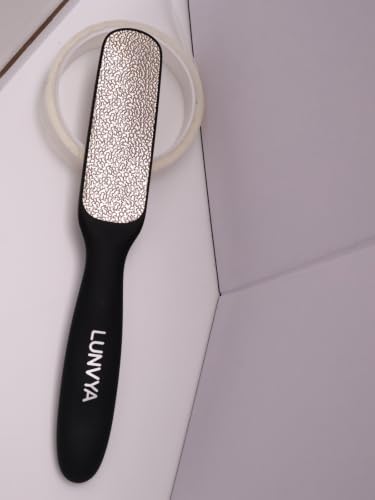 Double-Sided Nickel Foot File, Callus Remover Pedicure Exfoliator (Black) - color: Black