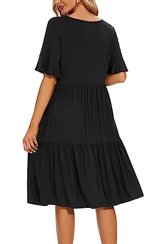 Smallshow Women's Ruffle Maternity Nursing Dress - color: Black, size: Small