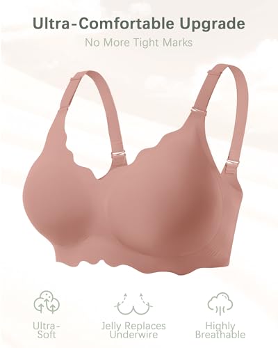Seamless Jelly Bras for Women, No Underwire Push Up Bra - color: Red, size: Small