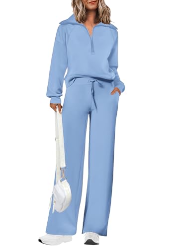 PRETTYGARDEN Women's 2 Piece Matching Lounge Set Sweatsuits - color: Blue, size: X-Small